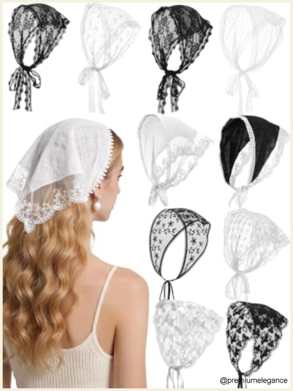 Lace Triangle Head Scarf Hair Accessory Boho Head Wrap Headband for Women